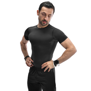 Mens Quick Dry Short Sleeve Compression <b>T</b> <b>Shirt</b> Crew <b>Neck</b> <b>Tight</b> Fit Rash Guard Base Layer Custom Logo Wholesale Factory Supplier - Product Image 1