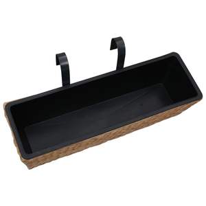 Juego de 2 Macetas y Jardineras de Plástico y Acero con Diseño de Jacinto de Agua en Color Marrón y Negro - Product Image 4