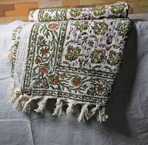 Manta de Viaje Tejida a Mano en India, 100% Algodón Ecológico, con Estampado Floral, Estilo Moderno, para Todas las Estaciones, para Sofá, Rajasthan - Product Image 6