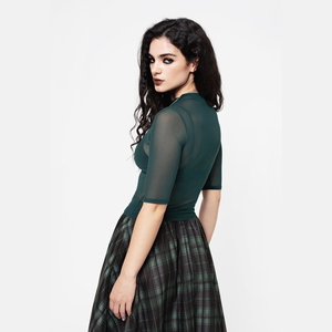 Top Corto de Malla Transparente para Mujer, de Alta Calidad, Ajustado, Transpirable, Informal, de Manga Corta, Ligero, para Verano - Product Image 2