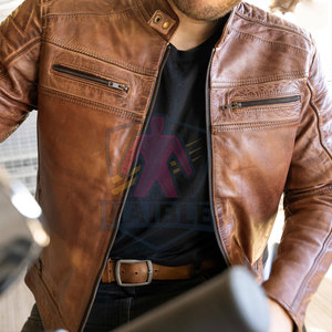 เสื้อแจ็คเก็ตมอเตอร์ไซค์หนังแท้สำหรับผู้ชาย คุณภาพสูง น้ำหนักเบา กันลม กันน้ำ ระบายอากาศได้ดี สีพื้น ขายดี สวมใส่ง่าย เหมาะสำหรับฤดูหนาว - Product Image 6
