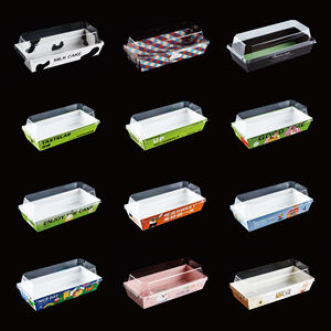 Boîte alimentaire <span class=keywords><strong>en</strong></span> <span class=keywords><strong>carton</strong></span> kraft <span class=keywords><strong>rigide</strong></span> transparente trapézoïdale personnalisable pour gâteaux, sushis et sandwichs - Product Image 6