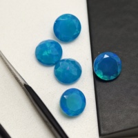 Opale bleue naturelle ronde taille brillant, facettée, pierre précieuse en vrac pour la fabrication de bijoux