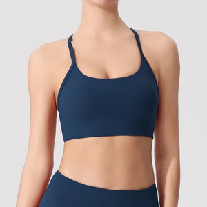Women Strappy Crossback Sports <b>Bra</b> Navy <b>Blue</b> Gym Workout Top - Product Image 3