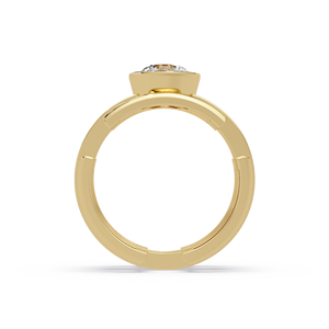 Anillo de compromiso de oro puro de 14 quilates con diamante de laboratorio de corte redondo y bisel geométrico moderno de 1.00 quilates, certificado por IGI, para mujer - Product Image 4