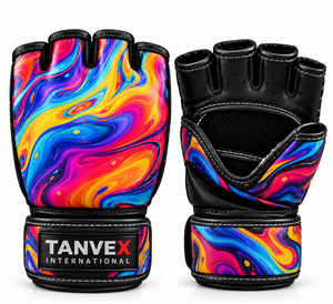 Gants de MMA TANVEX INTERNATIONAL en cuir, demi-doigts, respirants, unisexes, avec fermeture, emballage personnalisé, arts martiaux, boxe - Product Image 5