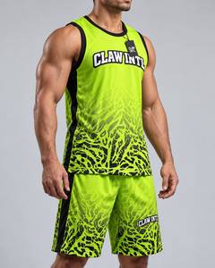 Conjunto de Uniforme de Baloncesto Unisex Claw Intl Verde Lima y Negro con Estampado Digital, Transpirable, de Poliéster, para Adultos, con Tecnología de Detección de Agujas, Sin Costuras - Product Image 4