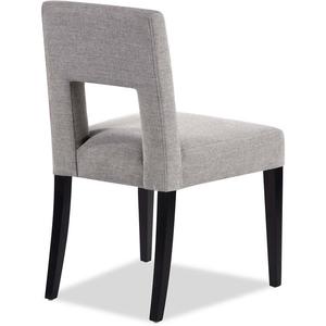 Minimalist Linen Fabric Dining <b>Chair</b> Solid Teak Wood Frame Cutout Back Upholstered <b>Chair</b> for Hotel <b>Restaurant</b> Living Room - Product Image 2