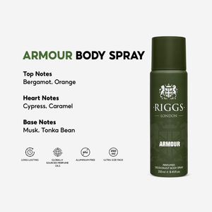 Desodorante en Aerosol Riggs London Body Spray Armour 250ml con Frambuesa y Bergamota para Hombre - Product Image 5