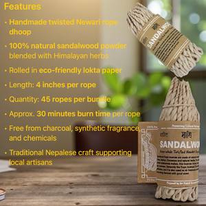 ชุดธูปเชือกไม้จันทน์หอมธรรมชาติทำมือจากเนปาลและทิเบต กลิ่นหอมสดชื่นเป็นมิตรกับสิ่งแวดล้อม คุณภาพเยี่ยม เหมาะสำหรับใช้ในบ้านและโยคะ - Product Image 4
