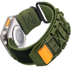 New Arrival ngoài trời Đi Bộ Đường Dài rừng <span class=keywords><strong>Camo</strong></span> Nylon thể thao Watchband cho iWatch 9 10 Ultra2 vải dệt Trail vòng dây đeo Vòng đeo tay - Product Image 2