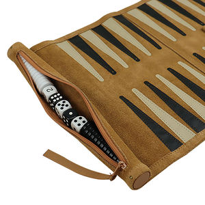 AQDAS INDUSTRIES Luxury Square <b>Backgammon</b> <b>Set</b> Roll-up Case Engraved PU Leather Eco-Friendly Customizable Foldable High Quality - Product Image 5