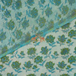 Tela india hecha a mano con hermosos estampados florales, 100% algodón voile puro, tela Dabu con estampado a mano para prendas de vestir. - Product Image 4