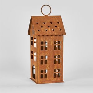 Rustic Metal House <b>Candle</b> Holder Vintage Rusty Iron <b>Lantern</b> Tea Light Holder for Home Garden Wedding Decor Wholesale Supplier - Product Image 1