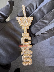 Custom Hip hop Letter Pendant 22K <b>Gold</b> Plated Moissanite Channel Setting Unisex Everyday Wear Custom pendant charm - Product Image 5