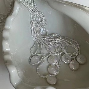 Pendentif en perle d'eau douce naturelle de Zhuji, style coréen, bouton rond plat, collier superposé tendance, accessoires - Product Image 5