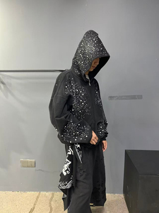 American Streetwear Hip Hop Style Men's Hoodie & <b>Pants</b> Set Full of Rhinestone Fashion Cotton Hoodie and Flare Sweatpants Set - Product Image 5