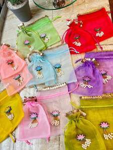 Organza Gota Patti Potli Indian Wedding Favor Gift <b>Bags</b> Dry Fruit Candy Packing Festive Diwali Christmas <b>Easter</b> Ramadan - Product Image 2