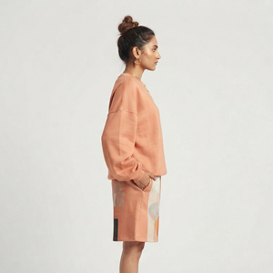Ensemble de survêtement court en polaire respirant pour femme, col rond, manches longues, coupe ample, short à cordon de serrage, tenue décontractée pour l'hiver - Product Image 3