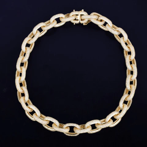 Collier épais en argent sterling 925 plaqué rhodium avec chaîne cubaine en moissanite, bijoux hip-hop unisexes pour hommes, cadeau de mariage - Product Image 1