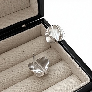 S925 Sterling Silver Korean Style Simple Matte Pleated <b>Earrings</b> Personality Fashion Ear Jewelry Wholesale - Product Image 1