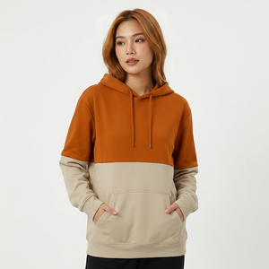 Sweat-shirt à capuche pour homme, coupe oversize, décontracté, en molleton bouclette, avec poches, design color block, tricoté, coupe classique, automne - Product Image 5
