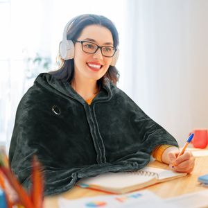 USB Electric <b>Heated</b> <b>Blanket</b> 59*31in Washable Poncho Shawl Wrap <b>Throw</b> with Zipper for Home Office <b>Heated</b> <b>Blanket</b> - Product Image 1