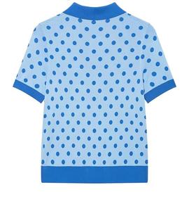 เสื้อเชิ้ตผู้ชายสีน้ำเงินลายจุด ผ้าถักโพลีเอสเตอร์ แขนสั้น ทรงปกติ สไตล์ลำลอง แห้งเร็ว - Product Image 2