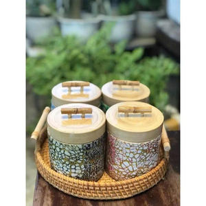 Caja de Almacenamiento de Bambú con Incrustaciones de Concha de Nácar, Caja de Almacenamiento de Bambú con Incrustaciones de Cáscara de Huevo para Té, Café y Especias, Venta al por Mayor - Product Image 5