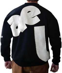 2025 Unisex de gran tamaño 100% sudaderas de algodón 450 GSM polar cuello redondo hombro parcheado bordado sudaderas con capucha sudaderas para hombres - Product Image 2