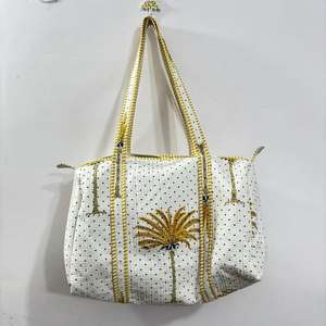 Bolsa de Viaje Grande de Algodón para Fin de Semana, Hecha a Mano, Acolchada, con Estampado de Bloques, con Cremallera, para Pasar la Noche, Venta al por Mayor del Fabricante - Product Image 3