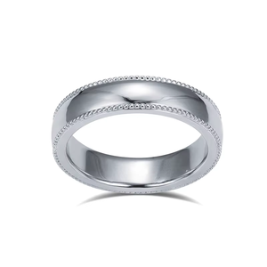 Platinum 1 Carat Lab Grown Diamond Wedding Band with Milgrain Edging 18K Gold Plated for Certified Classic Unisex <b>Ring</b> - Product Image 3