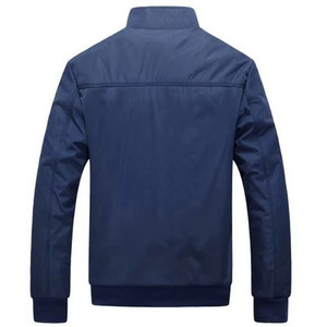 Chaqueta Harrington para Hombre con Forro a Cuadros Azul Marino, Cuello Alto Premium, Cierre Frontal con Cremallera, Prenda Exterior Informal OEM - Product Image 3