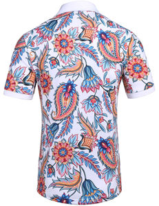 Conjunto de Camiseta Polo y Pantalones Cortos con Estampado Barroco para Hombre, Patrón Negro, Blanco y Dorado, Atuendo Informal de Dos Piezas para Verano - Product Image 6