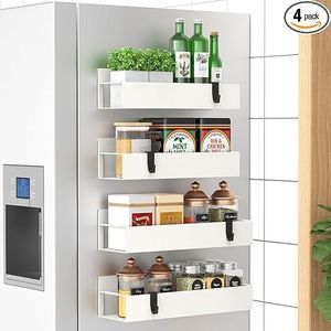 Set di 4 Organizzatori Magnetici per Spezie Bianco Crema, per Frigorifero e Forno - Product Image 4