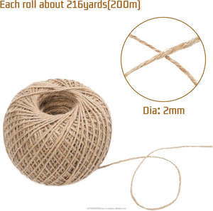 Ficelle en jute naturelle 100% écologique, 2 mm, bobine de 200 mètres (656 pieds), corde à trois brins pour le tricot à la main, le tissage, les arts et l'artisanat - Product Image 4
