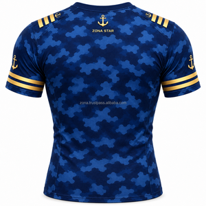เสื้อยืดพิมพ์ลายทั้งตัว 100% โพลีเอสเตอร์ ออกแบบชุดกัปตันเรือ 3 มิติ สำหรับผู้ชาย เสื้อยืดปาร์ตี้ล่องเรือสุดฮา ขายส่ง รับทำโลโก้ OEM - Product Image 6