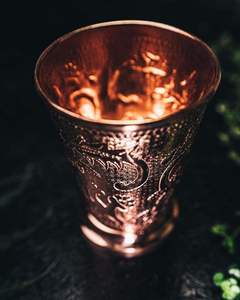 Gobelet en cuivre martelé à la main, tasse à boire en métal traditionnelle lisse, verre élégant pour boissons, pour la maison, l'hôtel, le restaurant, la salle à manger - Product Image 5