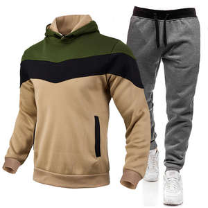 Survêtement noir personnalisé, jogging, sweat-shirt chaud et doux, en coton, gris, pour hommes - Product Image 1