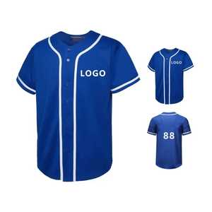 Camiseta de Béisbol de Manga Corta, Color Sólido, Cierre de Botones, Transpirable, Poliéster, Corte Regular, Unisex para Adultos, Secado Rápido, Personalizable, Deportiva - Product Image 1