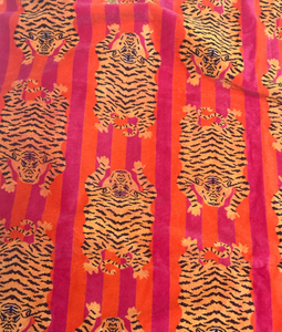 Coral Orange Tiger Print Velvet Drapes - Custom Size Boho <b>Curtains</b> 100% Cotton Velvet High quality cotton velvet - Product Image 2
