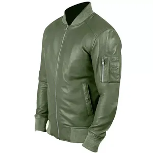 High Quality <b>Men's</b> Genuine Leather <b>Jacket</b> 2026 Canvas Fabric Winter with Front Logo Position <b>for</b> Custom Logo and Bulk Production - Product Image 4