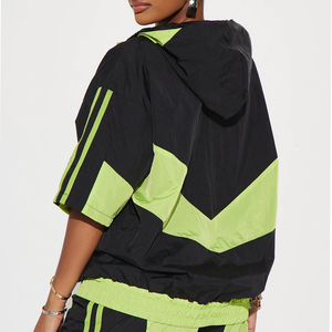 Two Piece Shorts <b>Set</b> Men Track Suit New Fashion Zip up Color Block Hooded Jacket Windbreaker Short <b>Sets</b> for Men Women - Product Image 5