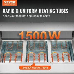 Scaldavivande Commerciale a 3 Vasche 1500W, Tavolo Elettrico a Vapore 20.6QT, Attrezzatura Professionale per Buffet e Catering in Acrilico - Product Image 2