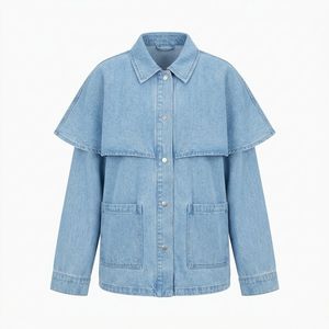 Wholesale Womens Denim <b>Jacket</b> Boxy Denim <b>Patches</b> for Online Brands Private Label Bulk Supplier Supply - Product Image 1