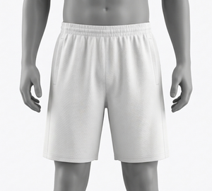 Shorts blancs pour hommes à taille élastique avec poches, coupe classique, toutes saisons, couleur unie, vêtements de sport - Product Image 1