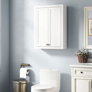 Moderno mobiletto da bagno bianco a 2 ante con 2 ripiani regolabili - Product Image 2
