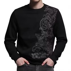 Best Selling Regular Fit Men's 100% Cotton Autumn Rhinestone Sweatshirt Casual Wear Comfortable - Product Image 2