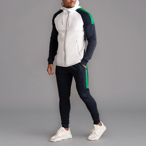 Survêtement à capuche pour homme, color-block, manches longues, fermeture éclair, poches latérales, coupe classique, style sportif, pour l'automne - Product Image 4