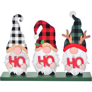 Insegna Rustica in Legno 'Buon Natale' con Gnomi 'Ho Ho Ho', Decorazione Natalizia per Tavolo e Casa, Addobbi per le Festività - Product Image 1